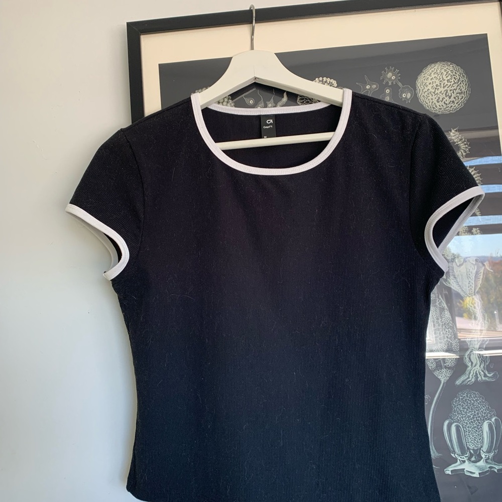 GAP Black Tee with White Trim